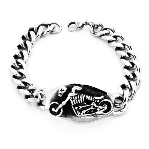 FSB00W47 skull riding motor cycle bracelet - Click Image to Close